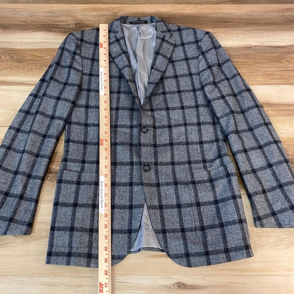 CORNELIANI Mens Gray Plaid Wool Sport Coat Blazer 38R Jacket EU 50 Italy - Picture 6 of 14
